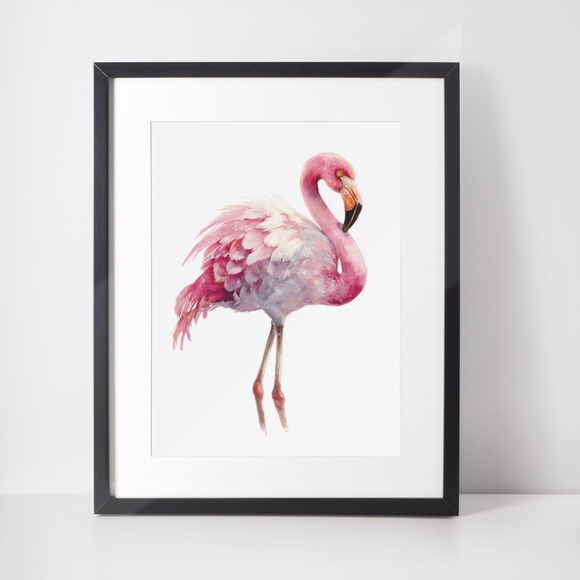 Watercolor Flamingo Wall Art Print, Unframed - Vibrant Tropical Elegance - Picture 3 of 7